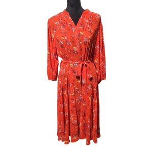 Nanette Lepore Pleated Crêpe de Chine Floral Midi Dress